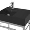 Modern Matte Black Ceramic Console Sink and Polished Chrome Base, 24